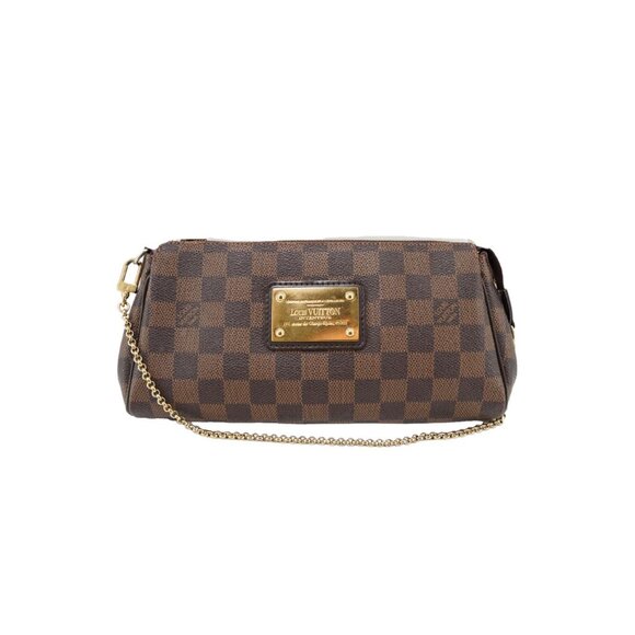 Louis Vuitton Damier Ebene Eva Clutch w/ Gold Chain - Picture 2 of 10